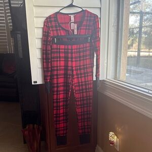 Victoria’s Secret Red and Black Pajama Set.